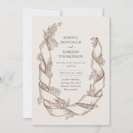 Heritage Rustic Sunflower Ribbon Botanical Wedding Einladung