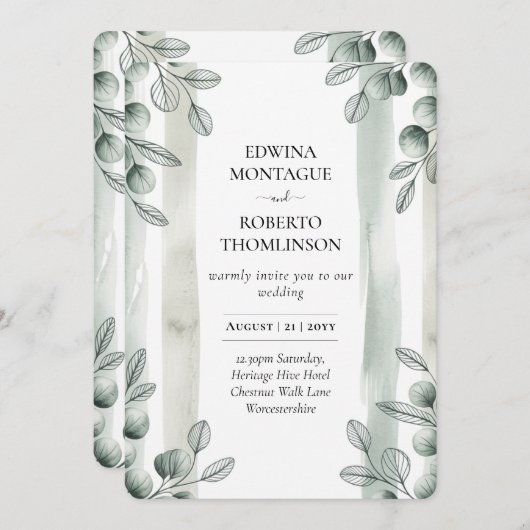 Heritage Sage Eucalyptus Botanical Wedding Einladung