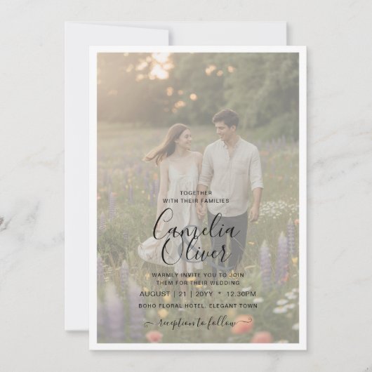 Heritage Soft Opaque Photo Overlay Wedding Einladung (Vorderseite)
