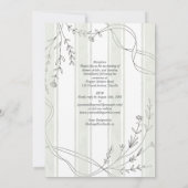 Heritage Stripe & Line Art Botanical Ribbon Weddin Einladung (Rückseite)