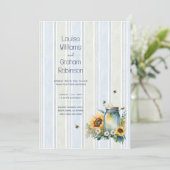 Heritage Sunflower and Bee Mason Jar Wedding Einladung (Stehend Vorderseite)