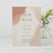 Heritage Terracotta Blush Abstracter Pinselstrich Einladung (Stehend Vorderseite)