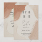 Heritage Terracotta Blush Abstracter Pinselstrich Einladung (Vorne/Hinten)