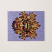 Heritage Tribal Mask Art - Symbolic Feathered Puzzle (Horizontal)