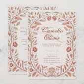 Heritage Victorian Botanical Terracotta Wedding Einladung (Vorne/Hinten)