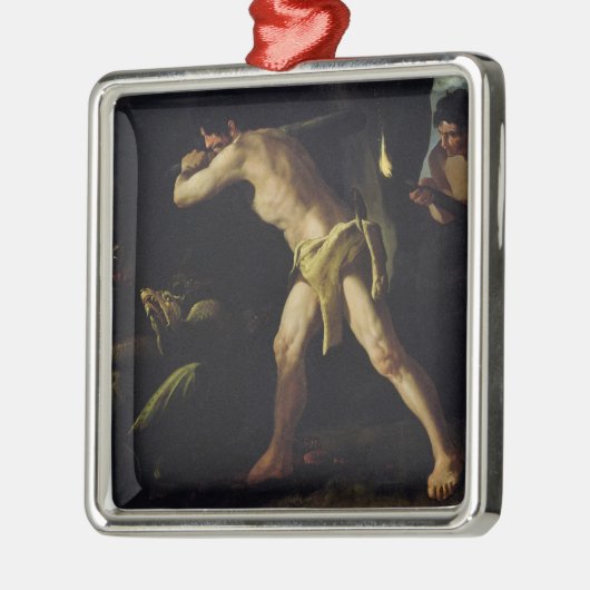 Herkules, der mit der Lernaean Hydra kämpft Silbernes Ornament (Links)