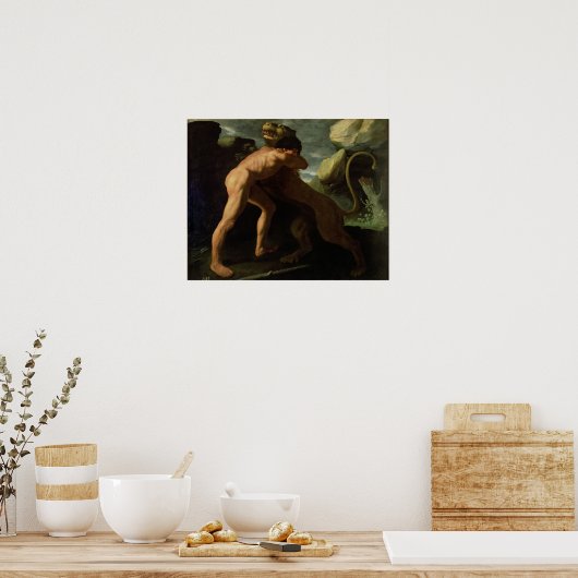 Herkules Kämpfen mit der Nemeischen Löwe Poster (Küche)