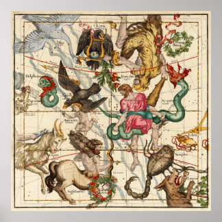 Herkules, Sagittarius, Delphinus und Scorpius Poster