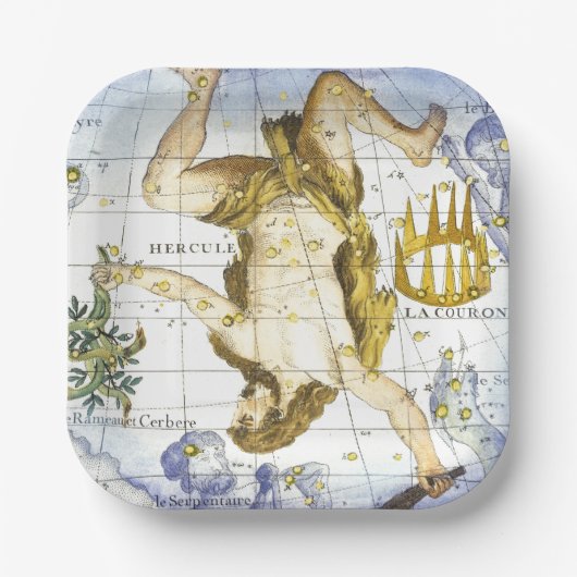 Herkules und Die Vintage Himmelskarte der Krone Pappteller (Vorderseite)