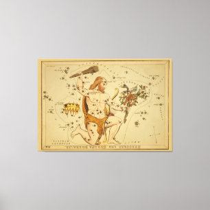 Herkules - Vintages Astronomisches Star Chart Imag Leinwanddruck