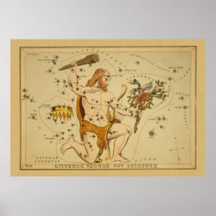 Herkules - Vintages Astronomisches Star Chart Imag Poster