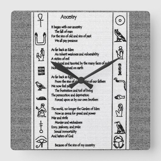 Herkunft Quadratische Wanduhr (Vorderseite)