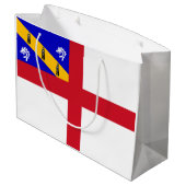Herm-Flagge Große Geschenktüte (Rückseite Schrägansicht)