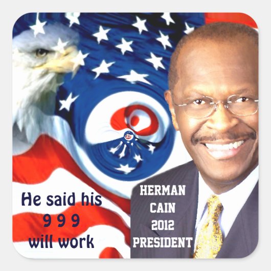 Herman Cain 2012 Quadratischer Aufkleber (Vorderseite)