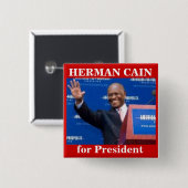 Herman Kain für Presiden Knopf Button (Vorne & Hinten)