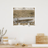 Hermann Missouri 1869 Antike Panoramakarte Poster (Küche)