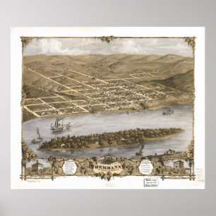 Hermann Missouri 1869 Antike Panoramakarte Poster