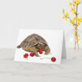 Hermann Schildkröte und Erdbeeren Karte (Gelbe Blume)