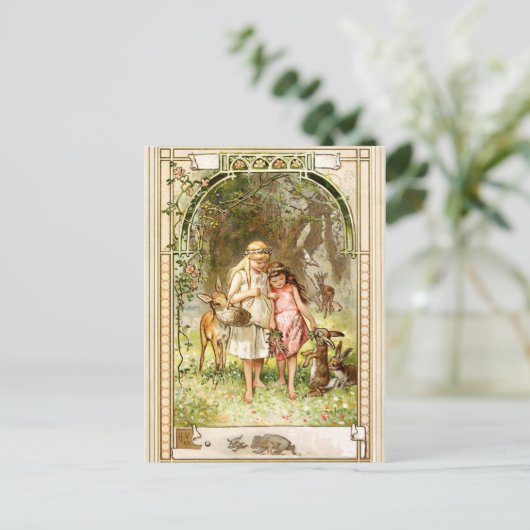 Hermann Vogel - Schneeweiß und Rose Rot Postkarte (Stehend Vorderseite)