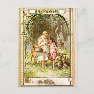 Hermann Vogel - Schneeweiß und Rose Rot Postkarte