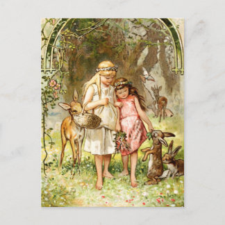 Hermann Vogel - Schneeweiß und Rose Rot Postkarte
