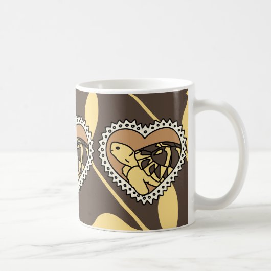 Hermanns Schildkröten-Tasse (braunes Herz) Kaffeetasse (Rechts)