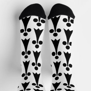 Hermelin-Muster, mittelalterliches Muster, Schwarz Socken