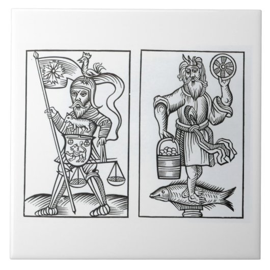 Hermensul oder Irmensul (verlassen) und Crodon Fliese (Vorderseite)