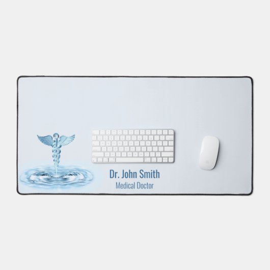 Hermes Rod Blue Caduceus Water Ripples Medical Schreibtischunterlage (Tastatur & Maus)