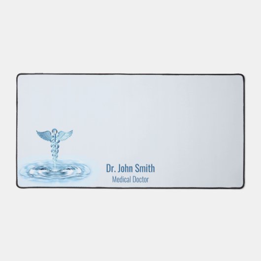 Hermes Rod Blue Caduceus Water Ripples Medical Schreibtischunterlage (Vorderseite)