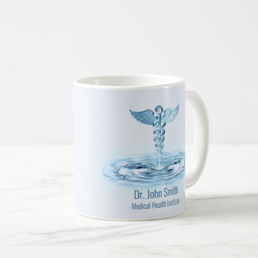Hermes Rod Caduceus Blue Water Ripples Kaffeetasse (VorderseiteRechts)