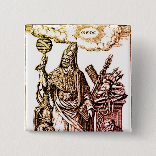 Hermes Trismegistus (Hermes der Beste Dreier) Button (Vorderseite)