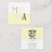 Hermes Vintag minimales Monogramm, künstliches Bei Quadratische Visitenkarte (Vorne/Hinten)