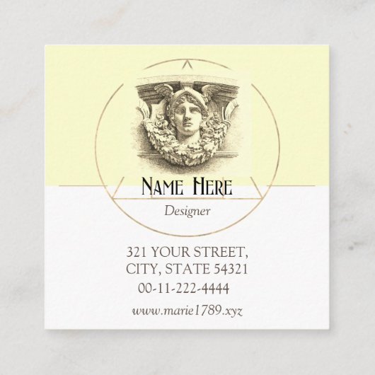 Hermes Vintag minimales Monogramm, künstliches Bei Quadratische Visitenkarte (Rückseite)