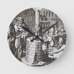 Hermetische Philosophen und ein Alchemist, von Runde Wanduhr
