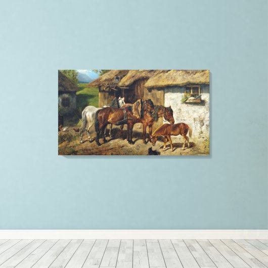 Hermine Biedermann nutzte Pferde im Stab Leinwanddruck (Insitu (Holzboden))