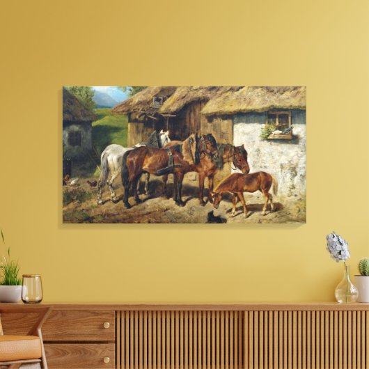 Hermine Biedermann nutzte Pferde im Stab Leinwanddruck (Insitu (Wohnzimmer))