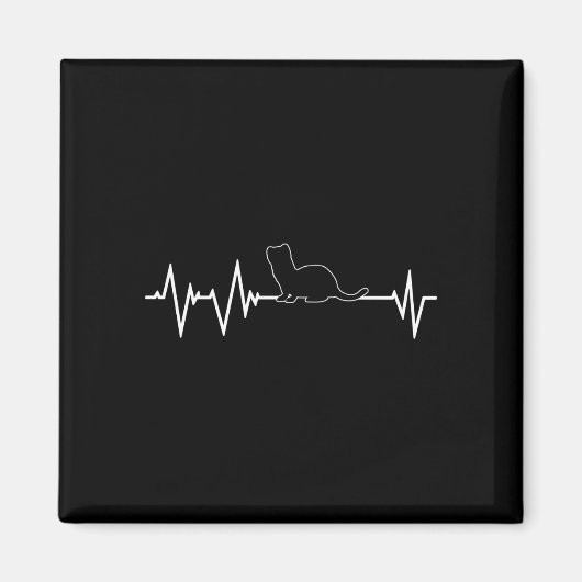 Hermine Herzschlag Design Wiesel und Frettchen Magnet (Vorne)