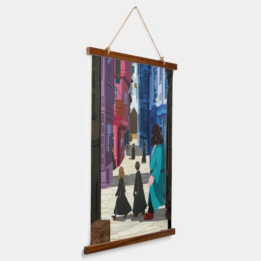 Hermione, HARRY POTTER™ & Hagrid in Diagon Alley Wandteppich Mit Holzrahmen (Gewinkelt)