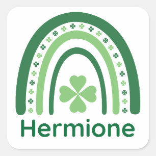 Hermione Name Clover Boho Regenbogen Quadratischer Aufkleber