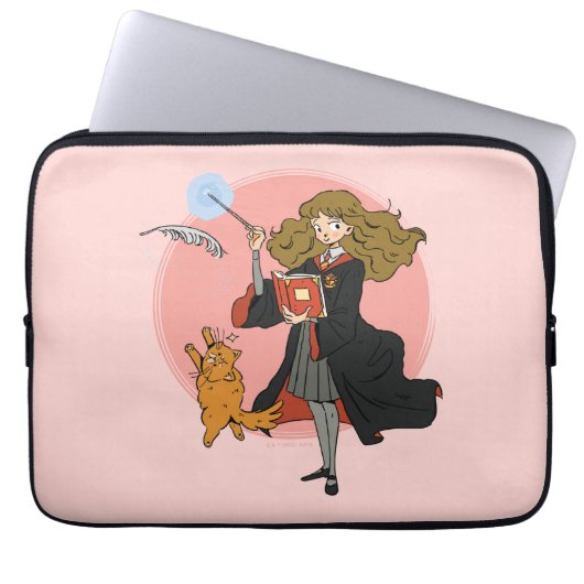 Hermione und Crookshanks Wingardium Leviosa Laptopschutzhülle (Vorderseite)