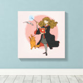 Hermione und Crookshanks Wingardium Leviosa Leinwanddruck (Insitu (Holzboden))