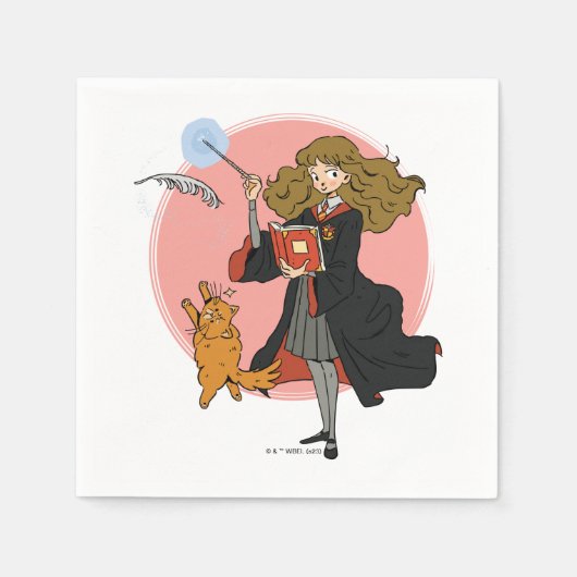 Hermione und Crookshanks Wingardium Leviosa Serviette (Vorderseite)