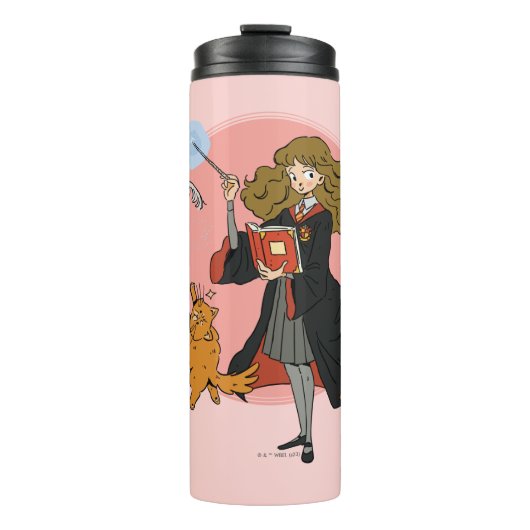 Hermione und Crookshanks Wingardium Leviosa Thermosbecher (Vorderseite)