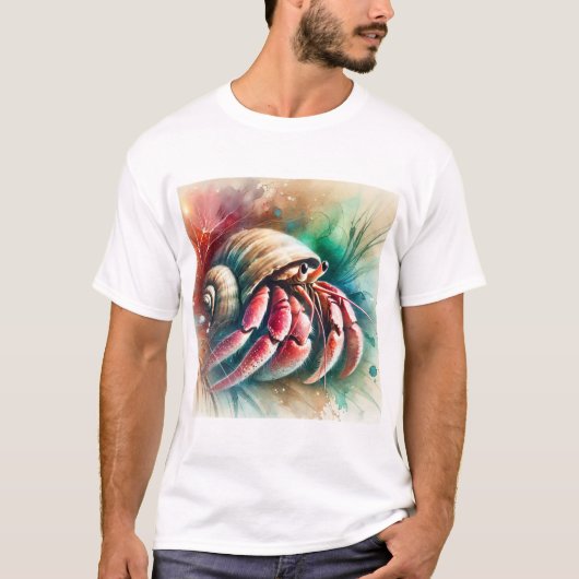 Hermit Crab 090724AREF102 - Watercolor T-Shirt (Vorderseite)