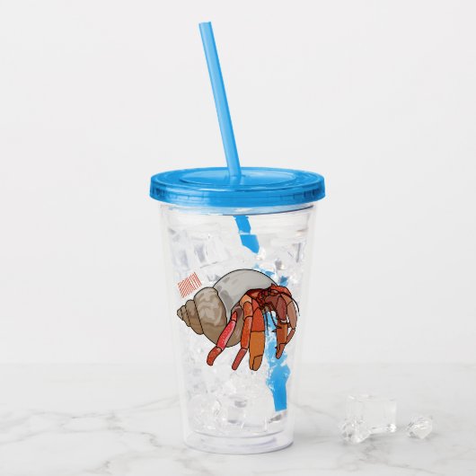 Hermit Crab Cartoon Illustration Acryltrinkbecher (Vorderseite Ice)
