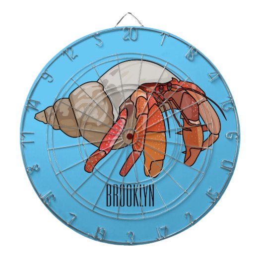 Hermit Crab Cartoon Illustration Dartscheibe (vorne)