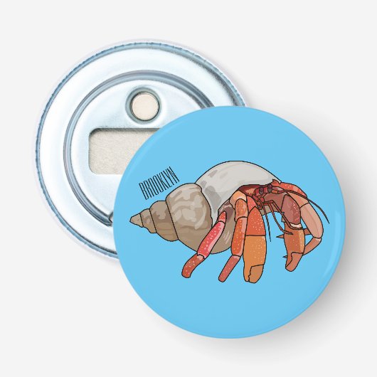 Hermit Crab Cartoon Illustration Flaschenöffner (Vorderseite)