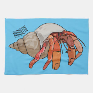 Hermit Crab Cartoon Illustration Geschirrtuch