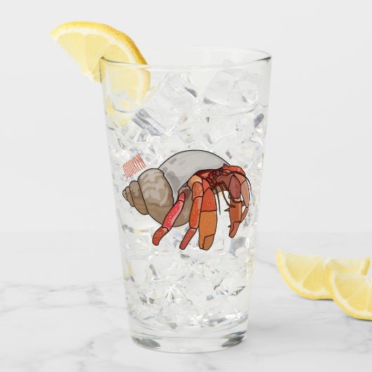 Hermit Crab Cartoon Illustration Glas (Vorderseite Ice)
